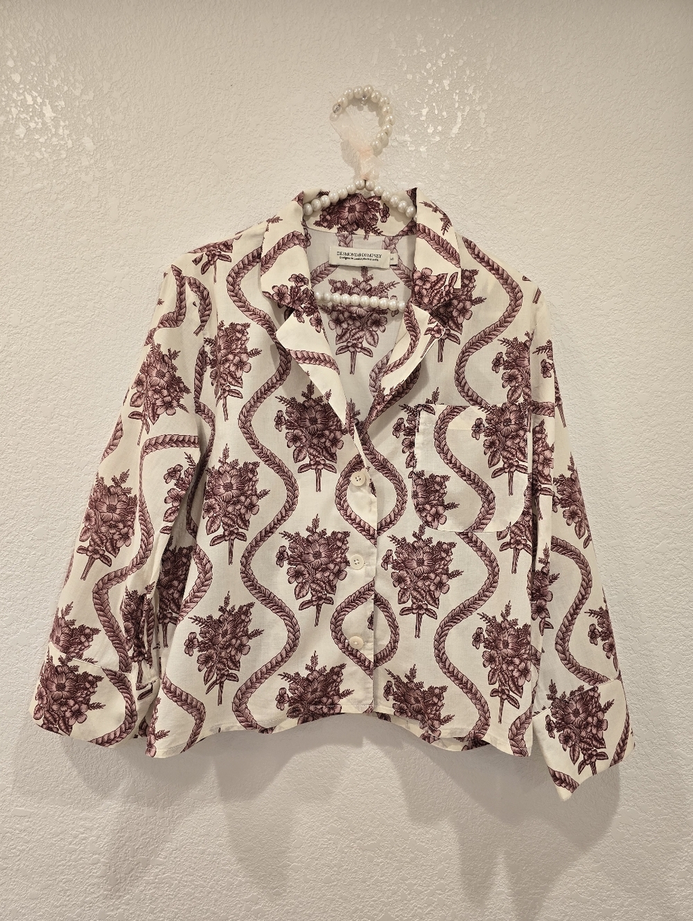 Desmond & Dempsey Alpen Flora Boxy Shirt in Organic Cotton-voile - Picture 2 of 7
